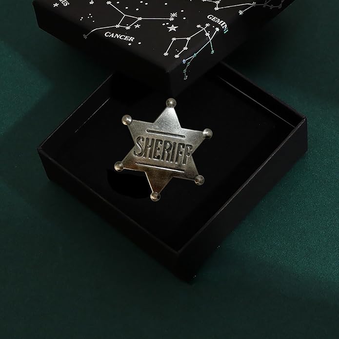 Sheriff Badges Police Badge Deputy Sheriff Badge Metal Sheriff Badge for Women and Adult Cowboy Party Decoration Badge, Western Cowboy Police Vest Badge Men Sheriff Badge