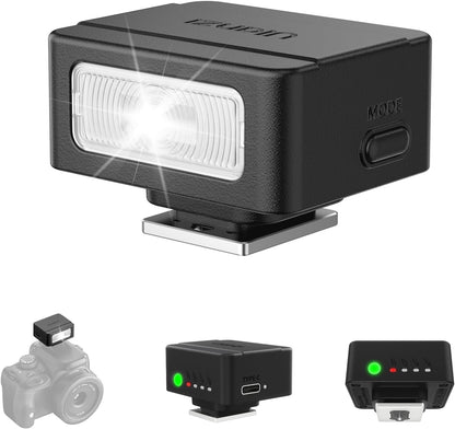ULANZI SL01 Mini Camera Flash, GN8 6500K Mini Flash Speedlite, 4 Power Levels, Compatible with Sony ZV-1/ZV-E10/Canon/Nikon/Fuji/Panasonic/Leica/Olympus, ?Not Fits Sony ZV-1F?
