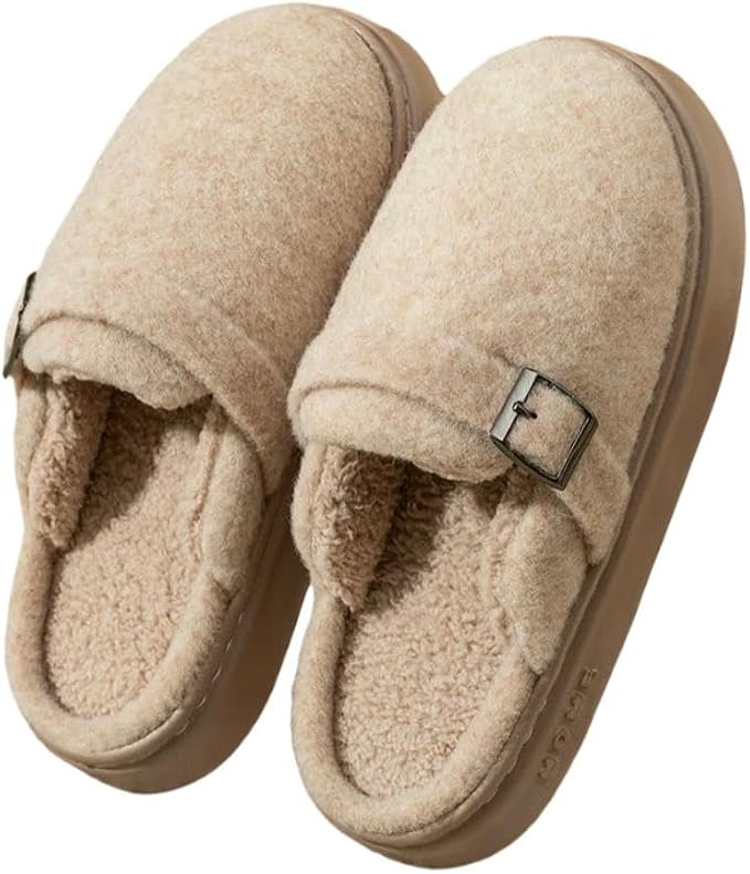 DMMWCX Clogs Winter Slippers for Women Plush Warm Non-Slip Thick Sole Comfortable Couple Home Shoes