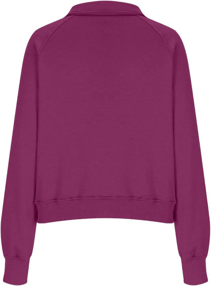 Half Zip Pullover Women Oversized Long Sleeve Cropped Sweatshirt Fleece Thumb Hole Cute Sweatshirts with Pockets