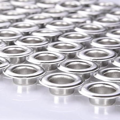 Yescom 1000pcs 38"(10mm) Size 2 Compatible with Semi-Automatic Grommet Machine Nickel Finish Eyelet for Leather Bags Signs Poster Eyelets YES0387