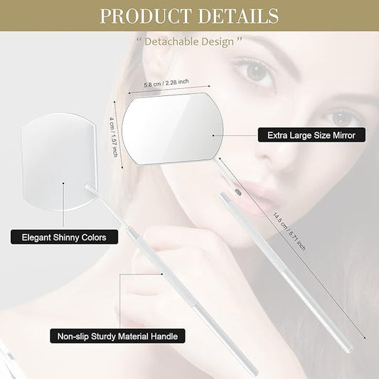 2 Pieces Lash Mirror for Eyelash Extensions Large Square Stainless Steel Eyelash Mirror Lash Tools(White)
