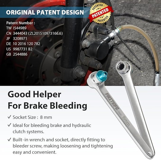 FIRSTINFO F3508A - 0.315" Mini Brake Bleed Wrench with 12-Point Plug for Automotive and Motorcycle Brake Bleeds