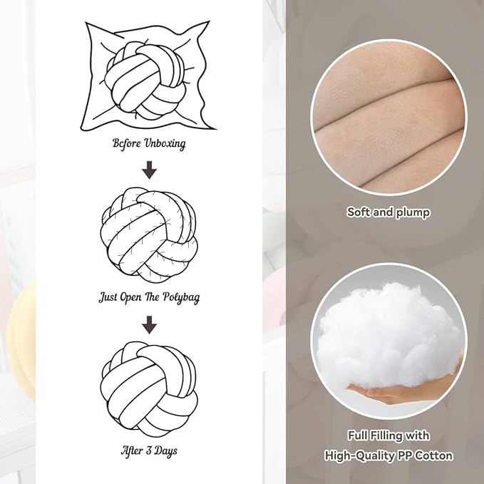 Knot Pillow Ball Shaped Decorative Throw Pillows,Teal 20cm Cute Couch Cushion Knotted Plush Pillow Suitable for Living Room Bed Decoration Handmade Braided Throw Pillows