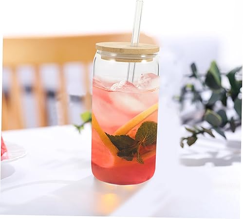 Travel with Glass Coffee Cup Iced Coffee Tumbler with Lid and Straw Bubble Tea Cups for On-the-go