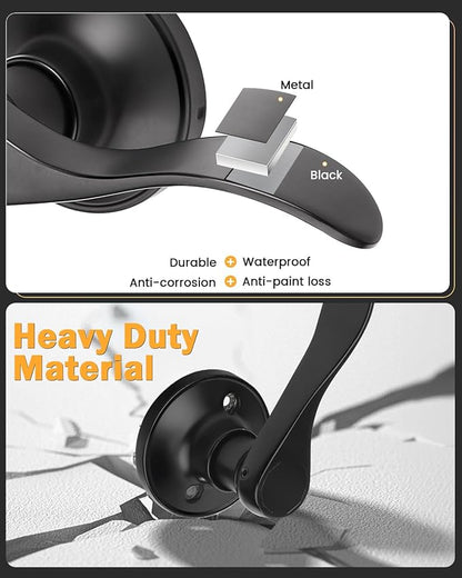 Gobrico 1 Pack Matte Black Passage Interior Door Lever Handles, WaveDrop Style No Locking Reversible Door Knobs for Hallway Closet