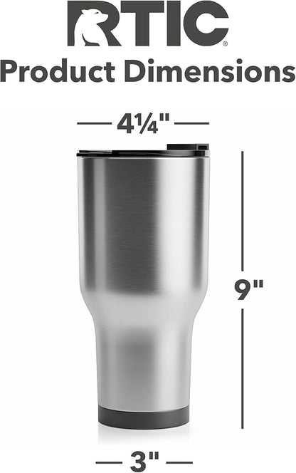 RTIC 40 oz Insulated Tumbler Stainless Steel Coffee Travel Mug with Lid, Spill Proof, Hot Beverage and Cold, Portable Thermal Cup for Car, Camping