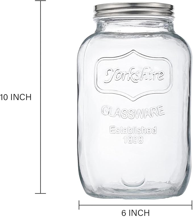 CATPOWER 1 Gallon Large Glass Jar With Mouth Canning Jar Kitchen Storage Jar Cookie Candy Penny Jar with Stainless Steel Screw Lid