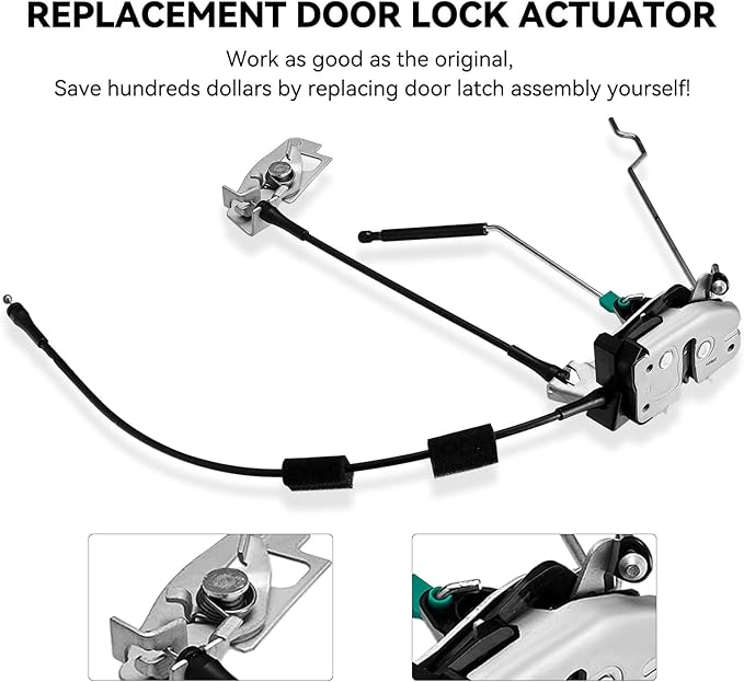 SYERAL Door latch assembly wcable  rod Right Side Rear Cargo door Compatible with 1992-2014 E-150 E-250 Club Wagon Econoline Club Wagon 6C2Z-15431A02-AA, 8C2Z-15431A02-C