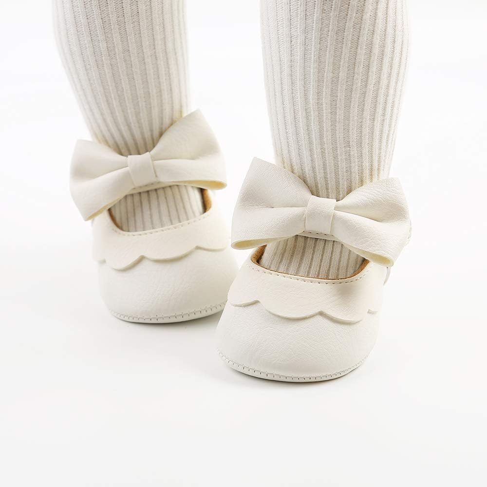 LAFEGEN Baby Girls' Mary Jane Flats with Bow, Non-Slip Soft Sole
