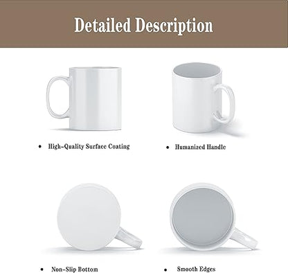 TANGLONG Sublimation Mugs Blank, Tazas Para Sublimacion, White Ceramic Sublimation Cups, Bulk Mugs for Coffee, Tea, Latte, Soup, Milk, Hot Cocoa 11 oz Set of 12