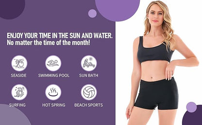 Leakproof Period Swimwear Boy Shorts for Women  Teen Girls - Swim Confidently with Absorbent Menstrual Swim Bottoms