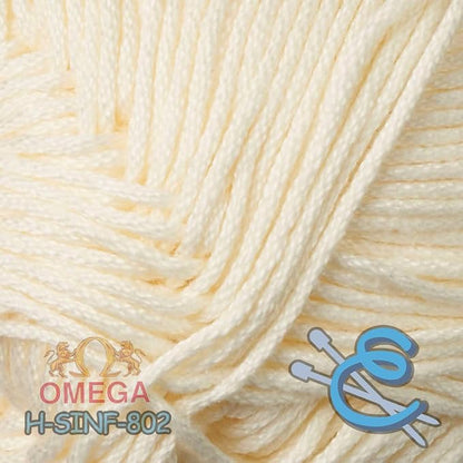Omega Yarn, Bone Color, 101g/218y, 100% Mercerized Cotton, Fine (Sportweight), Made in Mexico