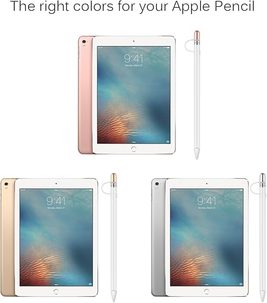 Apple Pencil Replacement Cap- Tranesca Aluminum Replacement Cap for Apple Pencil 1st Generation (3 in a Pack) Gold,Rose Gold,Silver- Not Magnetically Clasped