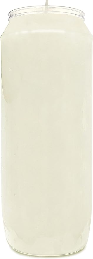 Hyoola 9 Day White Prayer Candles, 1 Pack - 7" Tall Pillar Candles for Religious, Memorial, Party Decor, Vigil and Emergency Use - Vegetable Oil Wax in Plastic Jar Container, unscented