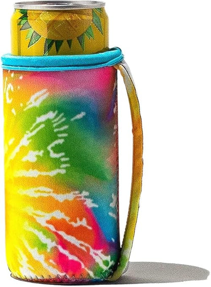 GoCuff Slim Can Cuff Covers For Beer Reusable Insulator With Easy Grip Handle Neoprene Can Coozie With Insulated Sleeves For Skinny Cans Soda, and Other 12 oz Slim Can Beverages (Sunflower Tie Dye)