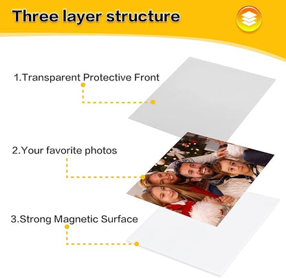 YixangDD 30 Pcs Magnetic picture frames for refrigerator 4x6Inch-Magnetic photo frames,White