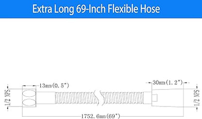 69 Inches 304 Stainless Steel Metal Shower Hose Attachment for Hand Held Shower Head,Shower Hose Extra Long,Chrome