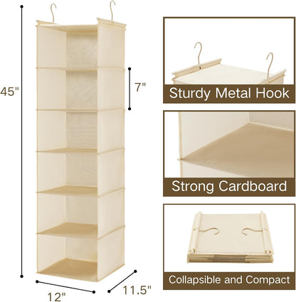 MAX Houser 6-Tier Hanging Closet Organizer with 2 Hooks