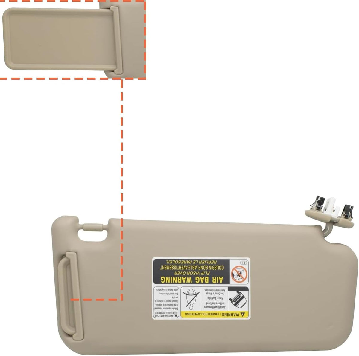 Lalf Beige Sun Visor Fit for Toyota 2006-2013 RAV4 with Light Replace 74310-42501-A1 74320-42501A1 (Left)