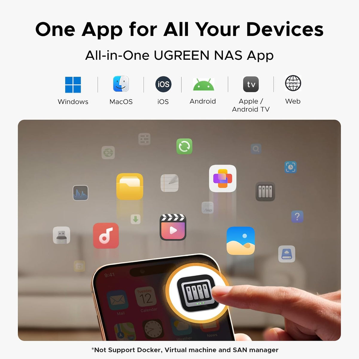 UGREEN NAS DH2300 2-Bay for Beginners & Personal Users, Phone Backup AI Album, Private Cloud/Remote Access, File Sharing, Multi-Device Backup, Home Entertainment, 4GB RAM on Board (Diskless) (Open box)