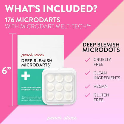 Peach Slices | Deep Blemish Microdarts | Acne Patch | Early Stage & Deep Pimples | Fast-Acting | Salicylic Acid | Tea Tree Oil | Niacinamide | Cica | Hyaluronic Acid | Spot Treatment | 9 Patches