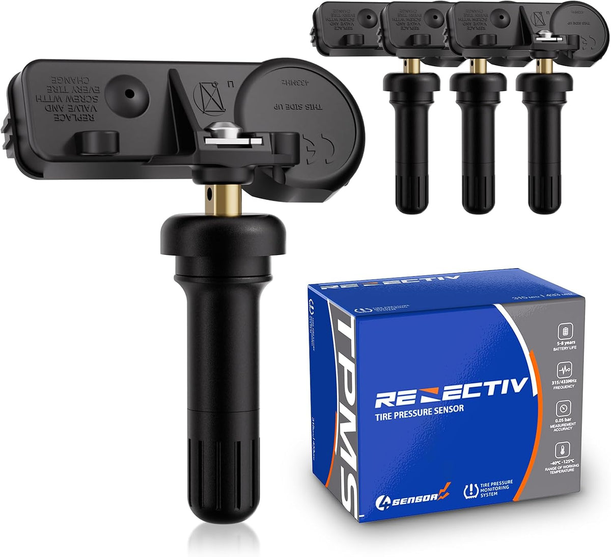 RENECTIV TPMS Sensor,433Mhz Tire Pressure Monitoring Sensor Fit for Chrysler Jeep Dodge Ram Replace# 56029398AB(4-Pack)