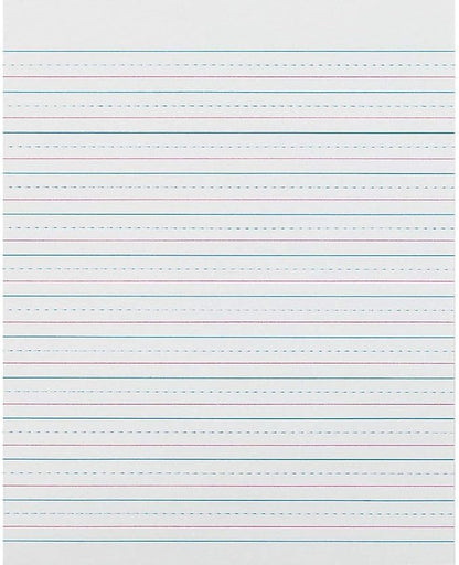 Pacon PACZP2413 Zaner-Bloser Sulphite Handwriting Paper, Dotted Midline, Grade 2, 12" x 14" x 14" Ruled Short, 8" x 10-12", 500 Sheets