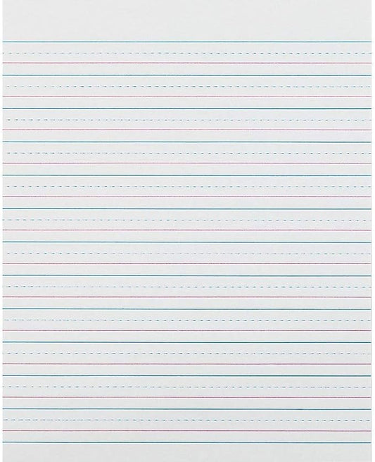 Pacon PACZP2413 Zaner-Bloser Sulphite Handwriting Paper, Dotted Midline, Grade 2, 12" x 14" x 14" Ruled Short, 8" x 10-12", 500 Sheets