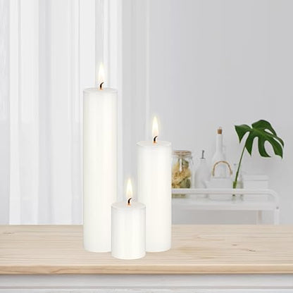 Mega Candles 3 pcs Unscented Solid White Pillar Candles, Hand Poured Premium Wax Candle 2 Inch x 6 Inch, Home Decor, Spas, Weddings, Celebrations, Party, Centerpieces, Holidays, Vigils, Prayers