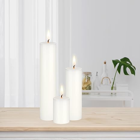Mega Candles 3 pcs Unscented Solid White Pillar Candles, Hand Poured Premium Wax Candle 2 Inch x 6 Inch, Home Decor, Spas, Weddings, Celebrations, Party, Centerpieces, Holidays, Vigils, Prayers