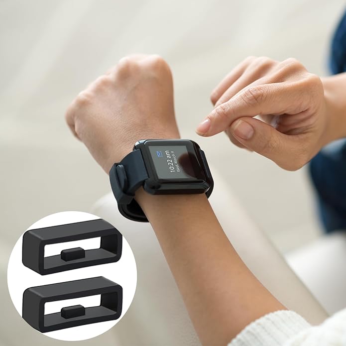 22mm Silicone Watch Band Loop, 6 Pack Universal Smart Watch Strap Fastener Rings Black Rubber Smartwatch Band Keeper Loop Replacement Parts Wristband Fastener Retainer Compatible with 22mm Wide Straps