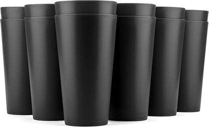 KX-WARE 32-ounce Plastic Tumblers Large Drinking Glasses, set of 12 Black