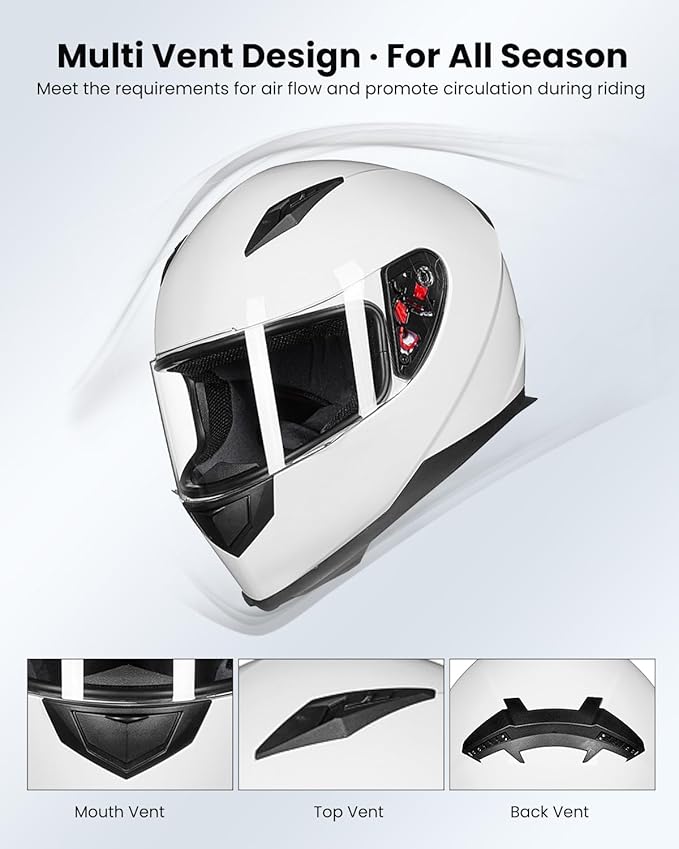 ILM Full Face Motorcycle Street Bike Helmet with Removable Winter Neck Scarf  2 Visors DOT Model-JK313