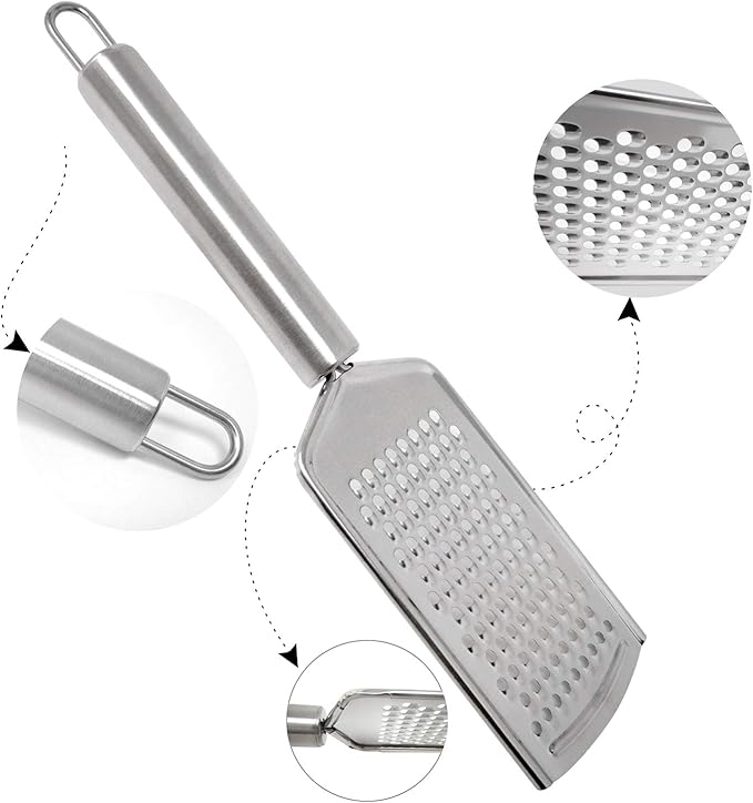 Honbay 1PCS Stainless Steel Cheese Grater Lemon Zester with Handle for Vegetables Lemon Cheese Chocolate