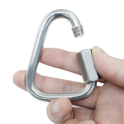 2 Pack M8 Heavy Duty Triangle Quick Links, 2.9" Stainless Steel Carabiners with Triangular Locking Hooks, Quick Connects for Camping  Outdoor Gear