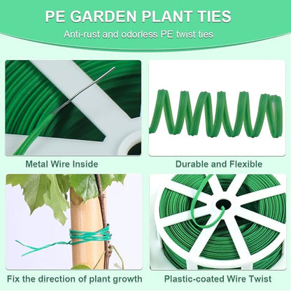 Shintop 328 Feet Garden Plant Twist Tie with Cutter for Gardening, Home, Office (Green)