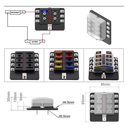 Car 6 Way 8 Way Blade Fuse Terminal Block Auto Track Fuse Holder Box with Light(ONLY Blade Fuse 1_Standard)