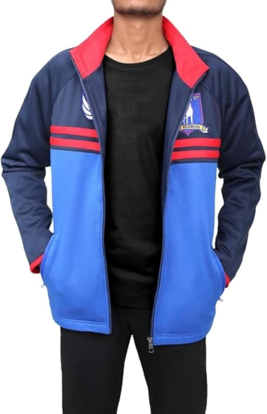 Mens Track Lightweight Football Coach Track Blue Polyester Jacket