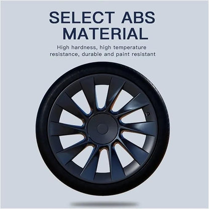 Compatible for Tesla Model 3/Y 2023 2022 2021 2020 Inch Wheel Protectors ABS Hubcap Patch Hub Cap Stickers Accessories Car Decals Exterior(Carbon Fiber Pattern)