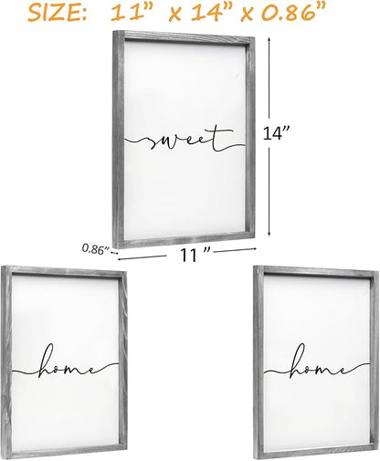 Heiple Set of 3 Framed Farmhouse Home Sweet Home Sign 11AoAox14AoAo Above Bed Wall Decor for Bedroom Decor and Living Room Wall Art Wood Signs (Gray, 11''x14)