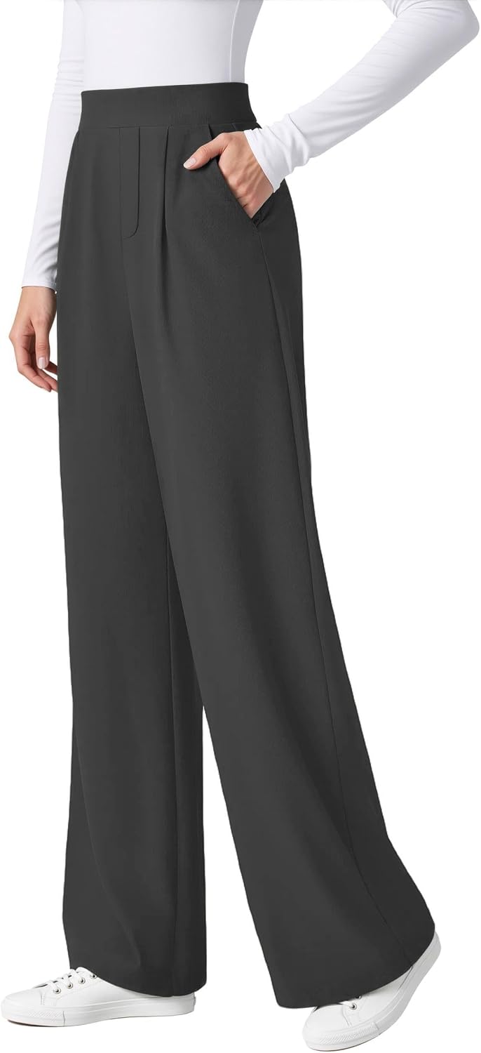 TOPYOGAS Womens Wide Leg Pants Dress Pants Stretchy Business High Waisted Work Slacks with Pockets