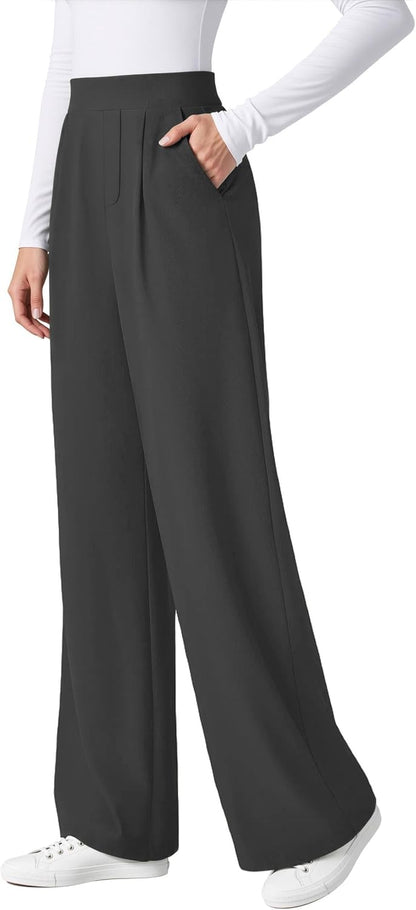 TOPYOGAS Womens Wide Leg Pants Dress Pants Stretchy Business High Waisted Work Slacks with Pockets