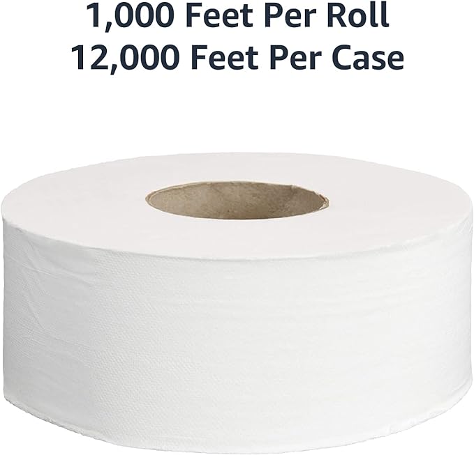 Commercial 2-Ply White 9' Jumbo Roll Toilet PaperBath Tissue (416972)Bulk for Business Septic Safe Compatible with Universal DispensersFSC Certified 1000 feet per Roll (12 Rolls)()