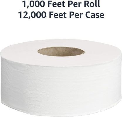 Commercial 2-Ply White 9' Jumbo Roll Toilet PaperBath Tissue (416972)Bulk for Business Septic Safe Compatible with Universal DispensersFSC Certified 1000 feet per Roll (12 Rolls)()