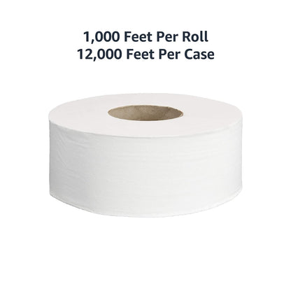 2-Ply White Jumbo Roll Toilet Paper, 9 in, Septic Safe, Compatible with Universal Dispensers, FSC Certified, 1000 Feet Per Roll (Pack of 9)