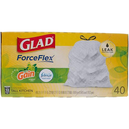 Gain Glad 13 gal. Trash Bags Drawstring 40 pk