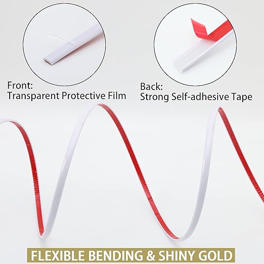 32.8FT Peel and Stick Molding & Wall Trim, Flexible Self-Adhesive Decorative Strip for Tile, Mirror, Ceiling, Floor, Panel, Cabinet
