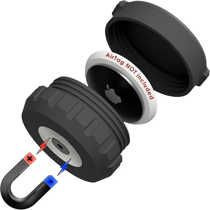 Ultra Strong Neodymium AirTag Magnetic Case for Apple Tag Waterproof AirTag Magnet Holder, Adhesive, Strap Mount Zip-Tied Easy Screw On Secure Attach Air Tag for Car (Magnetic)