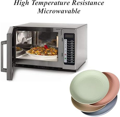 Wheat Straw Plates Lightweight Unbreakable Dinner Dishes Plates Set Dishwasher  Microwave Safe (Large 4 Pack 8')